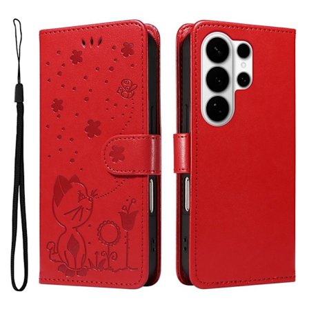 Cat Bee Samsung Galaxy S26 Ultra Plånboksfodral Konstläder - Röd