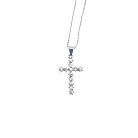 Kors halskjede sølvfarget