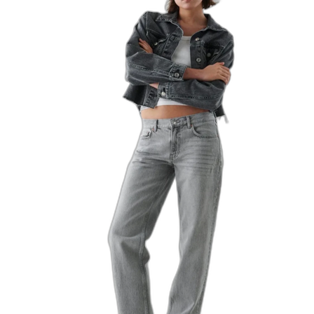 Grå lågmidjade jeans från Gina