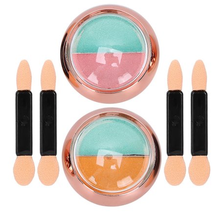 2 st Dubbelfärgat Spegel Nagelpulver Konst Glitter Pigment Manikyrverktyg