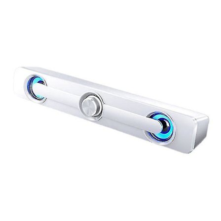Bluetooth Soundbar Stereo LED Lys Subwoofer Højttaler Til Computer TV Telefon - Hvid