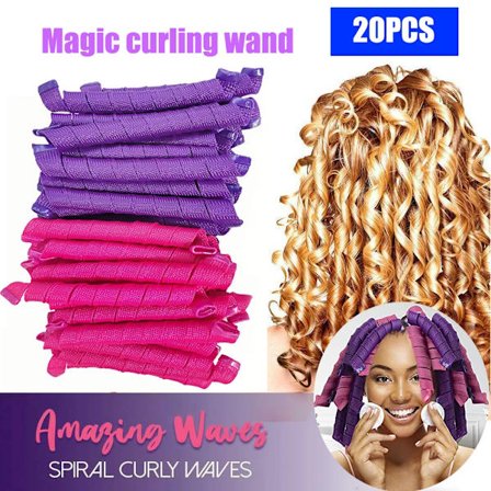 20Pcs/bag 55cm Magic Curlers Fashionable Hair Rollers Easy To Use No Heat Curl Spiral Curls Styling Kit for Long Hair Hairstyle