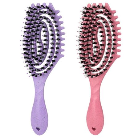 Krølledefinerende børste, ventileret udredningsbørste til vådt og tørt hår - hul hoppende kam til alle hårtyper - stylingbørste med børstehår