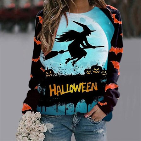 Halloween Puserot Naisten Syksy Kurpitsa Pitkähihaiset Paidat Pusero Pumpkin Graafinen printed Crewneck Pusero