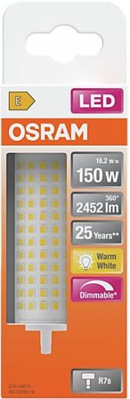 OSRAM Led Line R7S 150 2452lm klar 118Mm Lang Dimbar Varmhvit