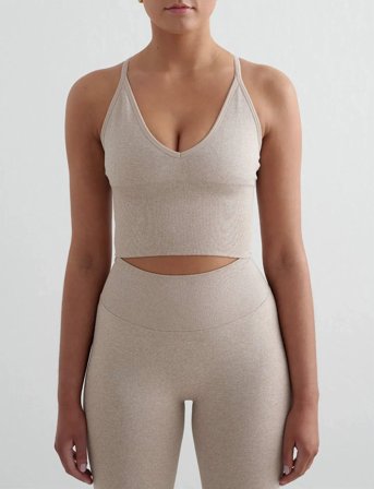 aim ́n Shape Seamless Cross Back Bralette - Beige - L
