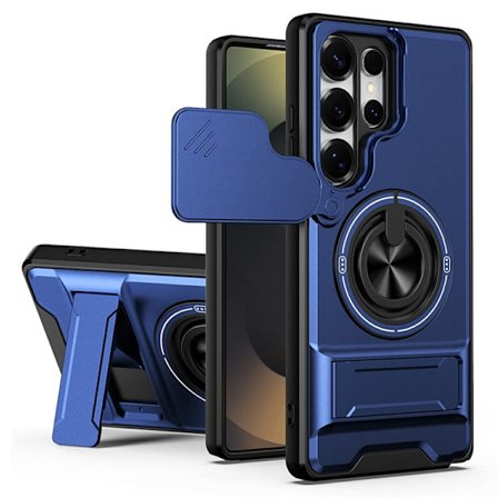 Mobilskal till Galaxy S25 MagSafe med Camera Lens Slider Ringhållare - Blå