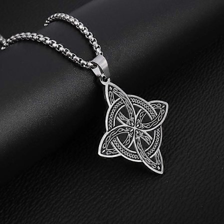 Häxknut Halsband Rostfritt Stål Magisk Knut Pagan Häxkonst Symboler Hänge Keltisk Knut Halsband Smycken Gåvor för Kvinnor