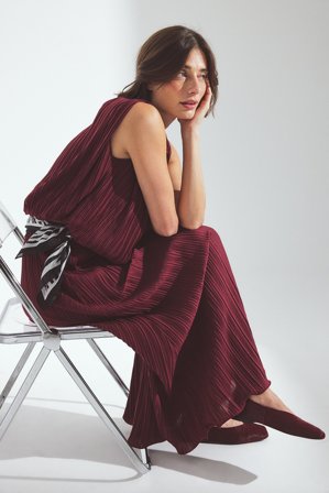 NA-KD Maxi Pleated Skirt - Plisserede nederdele - Burgundy - XL (EU 46)