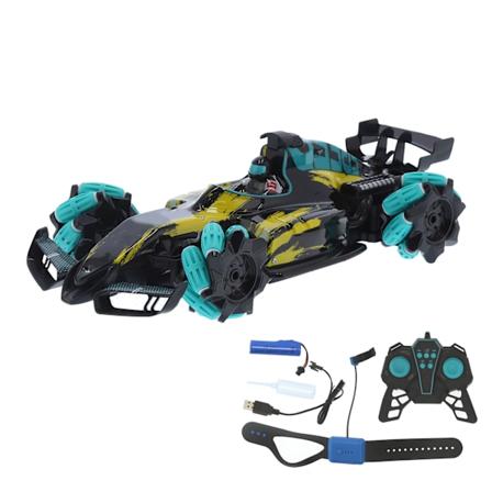 2.4GHz RC 4WD LED-musiikkiauto 360 asteen pyörivä malliautolelu kaksoiskaukosäätimellä Keltainen