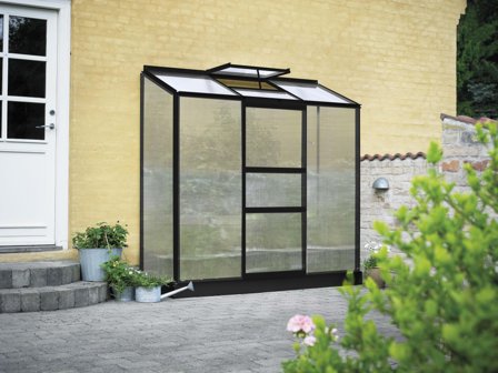 Halls Altan 3 + F06461 Växthus med fundament, 1,3 m², svart, Växthus & orangerier