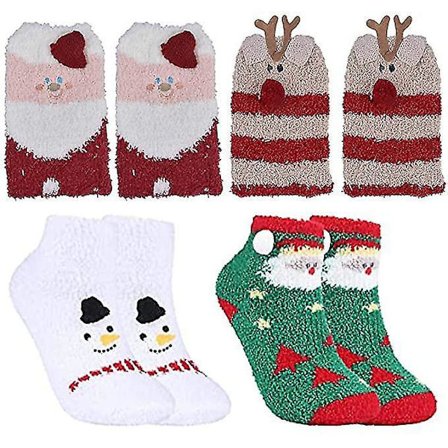 Fluffy Jule Sokker Kvinner 4 Par Voksen Pluss Termisk Fløyel