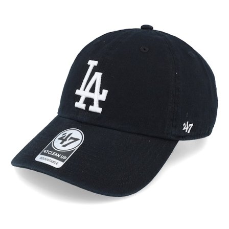 47 Brand - MLB Schwarz unconstructed Cap - Los Angeles Dodgers Clean Up Black/White Adjustable @ Hatstore
