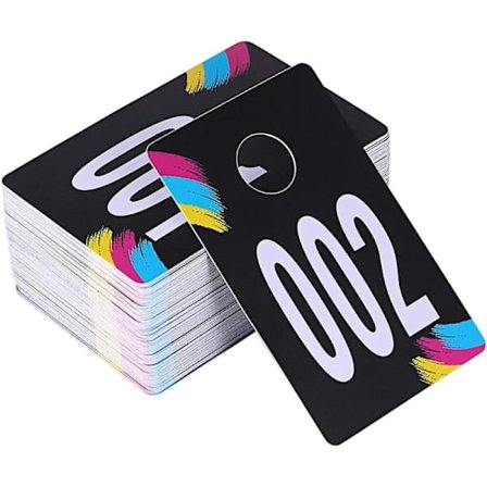 Plastnummerskilte til liveudsendelser, normalt og spejlvendt billede til garderobekontrol, genanvendeligt tilbehør, bøjlekort til tøj