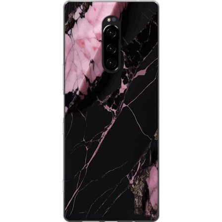Yhteensopiva Puhelinkuori Sony Xperia 1 Svart rosa marmor