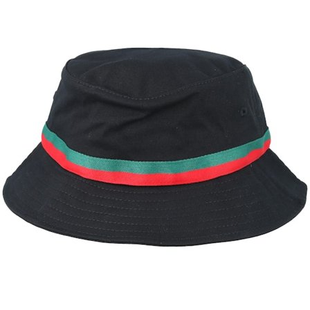 Yupoong - Black - bucket - Hat - Stripe Black Bucket - Hatstore
