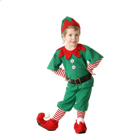 Dreng Julekostume Halloween Kostume Grøn Voksen Jule Nisse Kostume Forældre Barn Cosplay Kostume Velegnet til Højde 115-120cm