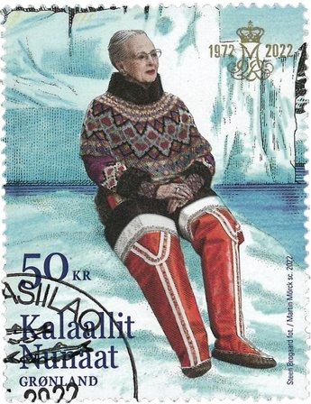 Grønland - Dronningens 50-års Regeringsjubilæum - Stemplet frimærke