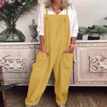 Damoverall, lös jumpsuit i bomull och linne - WELLNGS