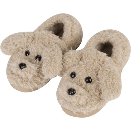 Søte bomullstøfler til kvinner, vintertøfler til innendørs bruk, tøfler til kvinner med tegneseriehund, sklisikre tøfler i plysj, tøfler til hjemmet, 