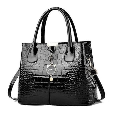 Damehåndveske Vintage Topphåndtak Skulderveske For Kvinner Pu Lær Mamma Crossbody Veske Stor Kapasitet Håndveske Tote, 1stk-svart