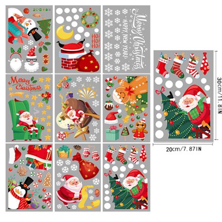 Jule Snefnug Dekoration Vindue Glas Klistermærke Julefest Dekoration Elektrostatisk Klistermærke