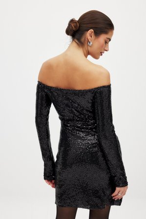 NA-KD - Off shoulder-minikjole - Festkjoler - Svart - XS (EU 32)