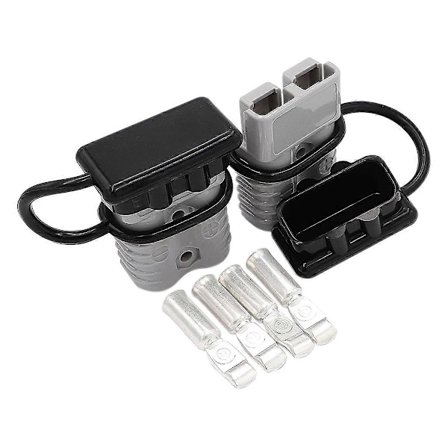 2 stk. 175A 1/0 AWG Batterikontakt Kabel Hurtigkobling Frakoblingssett for Anderson-kontakt for ATV Vinsj Grå