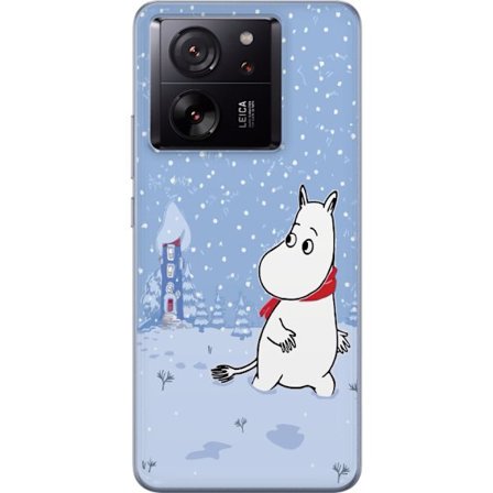 Xiaomi 13T Pro Gennemsigtig cover Står i et stille vinterlandskab med snefald, blå toner og måne, hvor den rolige stemning skaber en blød og vinte