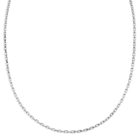 New Classics | 2mm Silver-Tone Stainless Steel Rectangular Cable Chain Necklace for Men - Chain necklaces