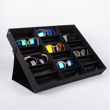 Briller brett solbriller displayetui - 18 spor briller arrangør boks briller holder solbriller stativ