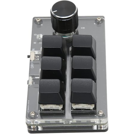 Trådlös programmering makrotangentbord Bluetooth -tangentbord med ratt Akryl Mekanisk speltangentbord 6 tangenter 1 ratt Liten USB Trådlös Dual Mode 