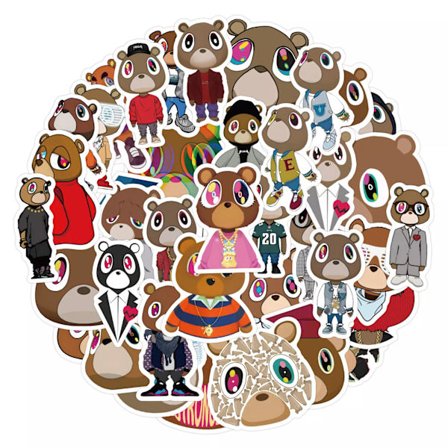 60st Kanye Graduation Bear Kanye West Maskot Stickers Telefon Notebook Graffiti