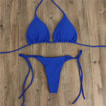 Dame Ultratynn Elastisk String Bikini Sett Sexy Ensfarget Badedrakt Bandasje Stil Brasiliansk Badetøy C XL(FQ)