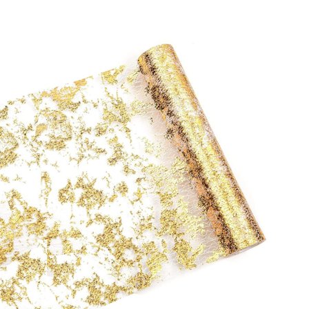 Guld bordløber dekorativt stof 2 stk. 28 cm x 5 m belagt blank bordløber guld bordbånd Halloween, fest, bryllupsdekoration stof,