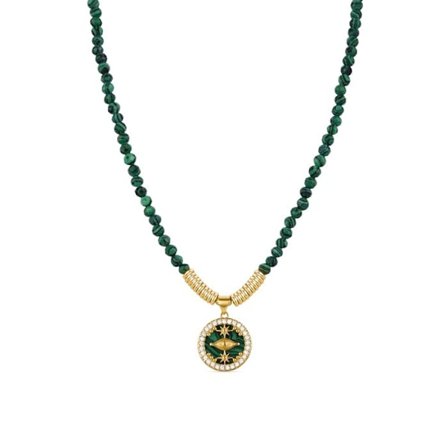 Collier Luxenter i 925 sterlingsilver med malakit avslutad i 18K guld - Locare