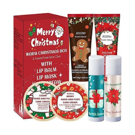 Gavesett med håndkrem for kvinner - Håndkrem for tørre hender - Julegavesett med håndkrem Fuktighetsgivende krem med håndkrem, leppepomade og fotkrem