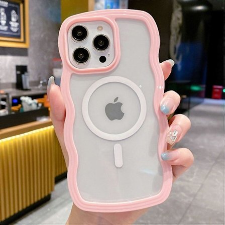 Magnetiskt skal för iPhone 15 Pro Kompatibelt med MagSafe Krullig Våg-ram Telefonskal