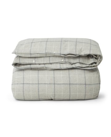 Lexington Checked flannel duvet cover light gray/dove