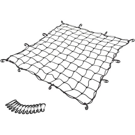 12x90cm Lastnet til Pickup Truck Bed Heavy-Duty, Mesh Firkantet Latex Bungee Net med 12 Metal Karabinhager - Kompatibel med Ford, Dodge RAM, Chevy