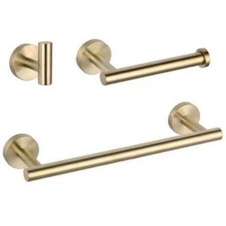 Guld Badeværelsestilbehør Sæt 3-dele SUS304 Rustfrit stål med Frakke Krog Toiletpapirholder 40cm Håndklædeholder Moderne stil