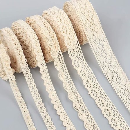 Vintage blonde blonderibbon 30m bomull, dekorativ blonderibbon