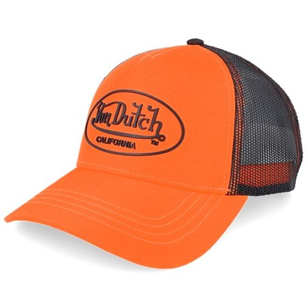 Von Dutch - Oranje trucker Cap - Oval Patch Black/Orange A-Frame Trucker @ Hatstore