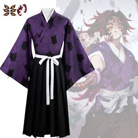 Mub- Demon Slayer Kimetsu no Yaiba Kokushibo/Tsugikuni Michikatsu Anime Kimono Cosplay Kostume