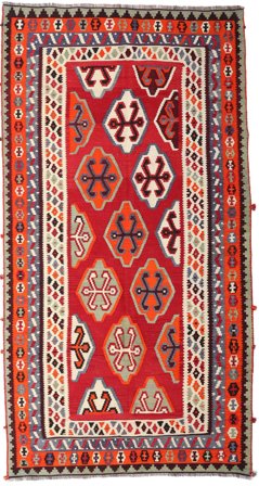 Orientalischer Kelim Vintage Teppich 154X295 Rot/Beige Wolle, Persien