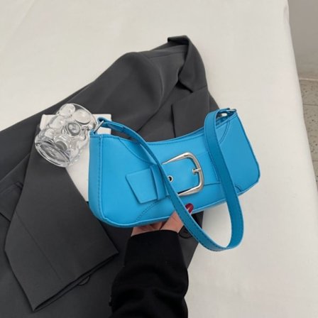 Vintage bæltedesign skuldertasker PU læder Crossbody taske BLÅ