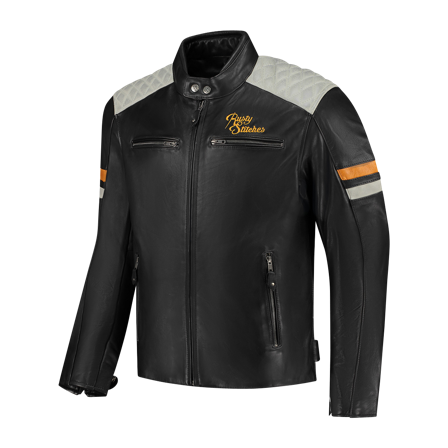 Motorradjacke Rusty Stitches Jari v2 Schwarz/Hellgrau/Gold L