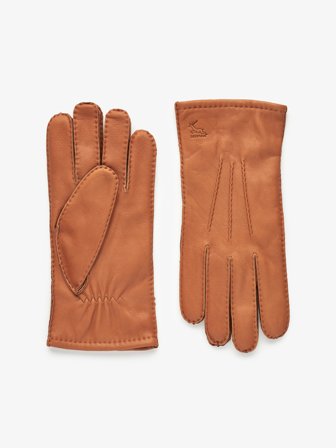 John Henric Men's Light Brown Leather Gloves Airolo Size 8,5