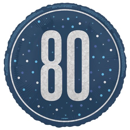 80 års Folieballong Blå & Sølv