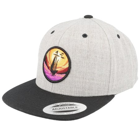 Kiddo Cap - Grey snapback Czapka Z Daszkiem - Kids Summer Sail Boat Ship Heather Grey/Black @ Hatstore